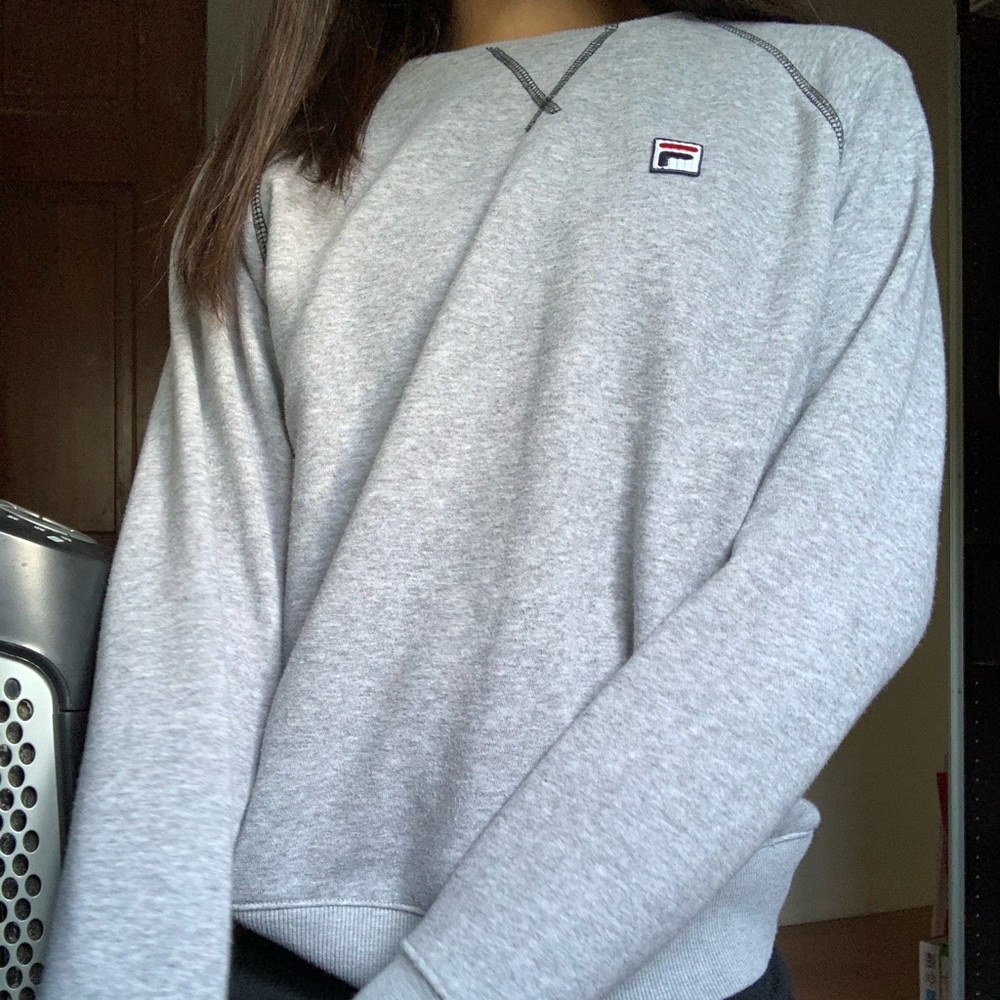 gray fila crew neck sweater